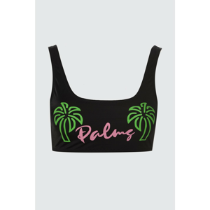 Trendyol Black Slogan Bikini Top