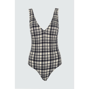 Trendyol Black Textured Plaid Swimsuit