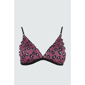 Trendyol Pink Leopard Print Triangle Bikini Top