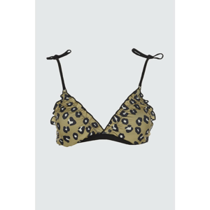 Trendyol Green Leopard Print Triangle Bikini Top