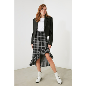 Trendyol Black Flywheal Plaid Knitted Skirt