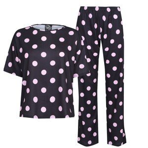 Fabric Navy and Pink Polka Dot Printed Pyjama Set