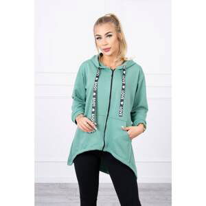 Sweatshirt with longer back and hood dark mint