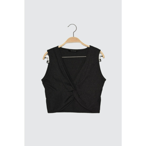 Trendyol Anthracite Node Detailed Knitted Blouse