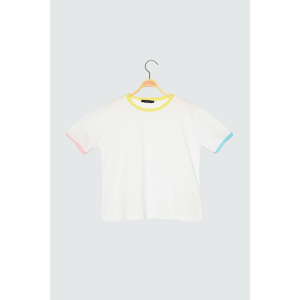 Trendyol White Colored Piping Basic Knitted T-Shirt