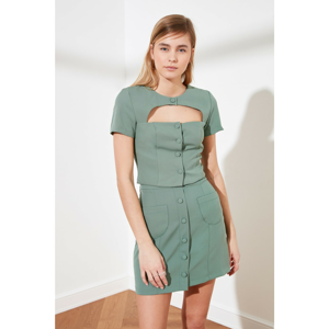 Trendyol Mint Button Detailed Blouse