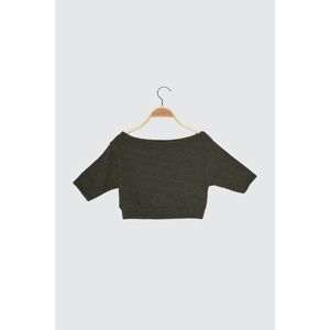 Trendyol Haki Carmen Collar Wick crop knitted blouse