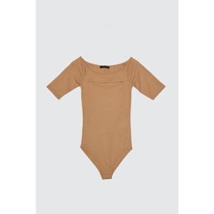 Trendyol Camel Cut Out Detailed Snap Knitted Body