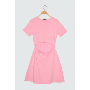 Trendyol Pink Waist Decolletage Knitted Dress