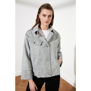 Trendyol Gray Snap Closed Stamp Coat