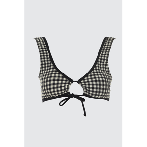 Trendyol Textured Bikini Top with Plaid Binding Detail