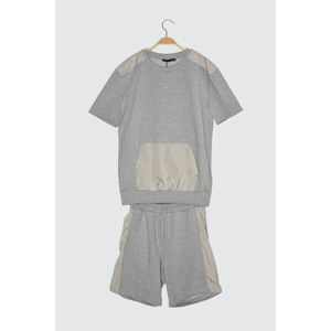 Trendyol Gray Men's Regular Fit Regular Fit Micro Detailed Paneled Tracksuit Set