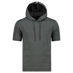 Trendyol Anthracite Men's Regular Fit Hooded Short Sleeve Sweatshirt
