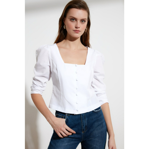 Trendyol White Square Collar Blouse