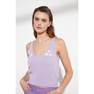 Trendyol Lilac Floral Embroidered Knitwear Blouse