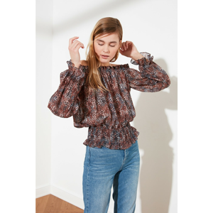 Trendyol Brown Carmen Collar Gipeli Blouse