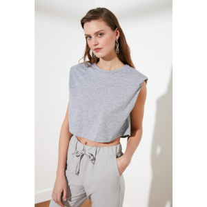 Trendyol Grey Vatka Bicycle Collar Knitted T-Shirt