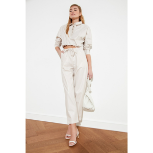 Trendyol Beige Suni Leather WaistEd Assyngeal Pants