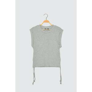 Trendyol Grey Pucker Detailed Knitted Blouse