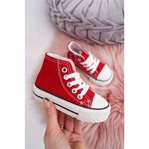 Children's high sneakers with zipper red Filemon