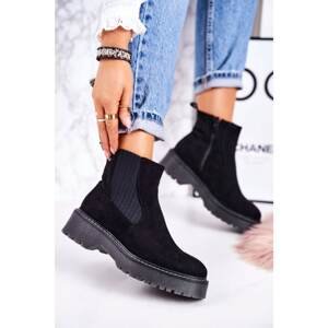 Women's Insulated Chelsea Boots On A Rubber Sole Suede Black Voyager