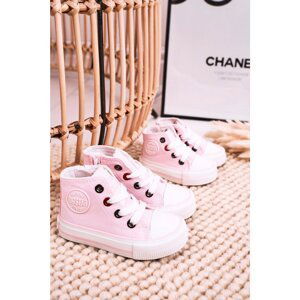 Children's High Sneakers With A Zipper BIG STAR HH374087 Pink