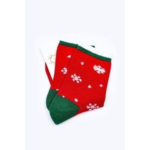 Christmas Cotton Socks In Snowflakes Red