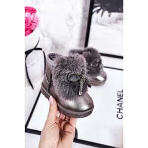 Children's Snow Boots Insulated With Fur Dark Grey Aurora