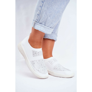 Women's Sport Shoes Slip On White with Zirkons Sidonim