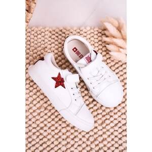 Children's Leather Sneakers With A Star BIG STAR DD374102 White