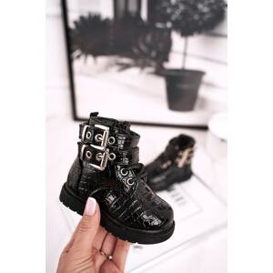 Children's Boots Insulated With Fur Patent Black Valentina