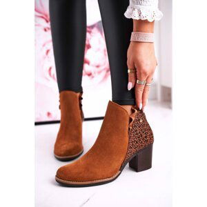 Women’s Leather Block Heel Boots Maciejka Camel 04833-43