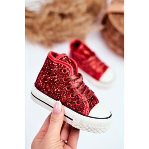 Children's Sneakers High Shiny Red Ally