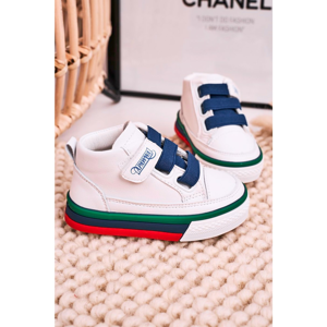 Children's High Sneakers With Welt White Navy Blue Baxter