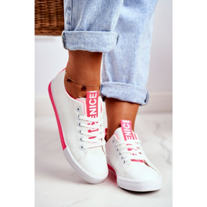 Women Sneakers Classic White Neon Pink Ville