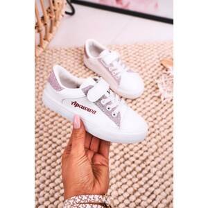 Children's Sneakers With Glitter White Pink Camila