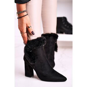 Women’s Ankle Boots With Fur Suede Black Sophie