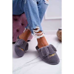 Women's Slippers With Fur And Ears Grey Semmi