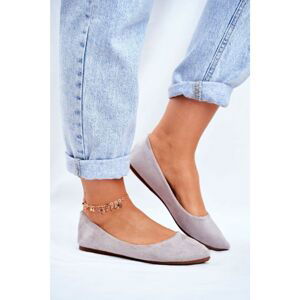 Delicate Pointed Toe Ballerinas Suede Grey Dermeno