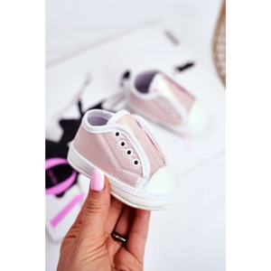 Children's Sneakers With Brocade Baptism Pink Milley