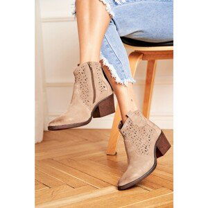 Women’s Boots Spring Leather Beige Barski 12622-21