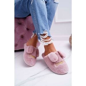 Women's Slippers With Fur And Ears Dark Pink Semmi