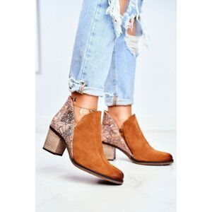 Women’s Leather Boots On Block Heel Maciejka Camel 04492-29