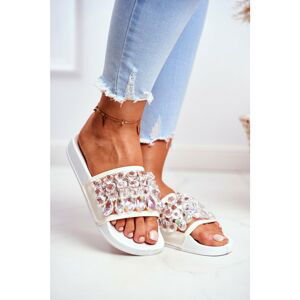 Women's Slides Lu Boo Crystals White Bobbi