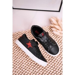 Children's Leather Sneakers With A Star BIG STAR DD374105 Black