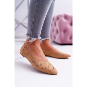 Women's Ballerinas Lu Boo Perforated Camel Dessert