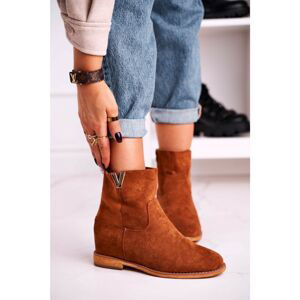 Women's Ankle Boots Hidden Wedge Suede Camel Vanya