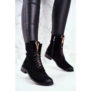 Women’s Boots Nicole On Flat Heel Leather Black 2593