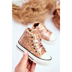 Children's Sneakers High Shiny Gold Ally