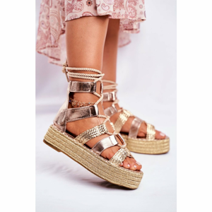 Women’s Sandals On Platform Espadrilles Gold Eromica